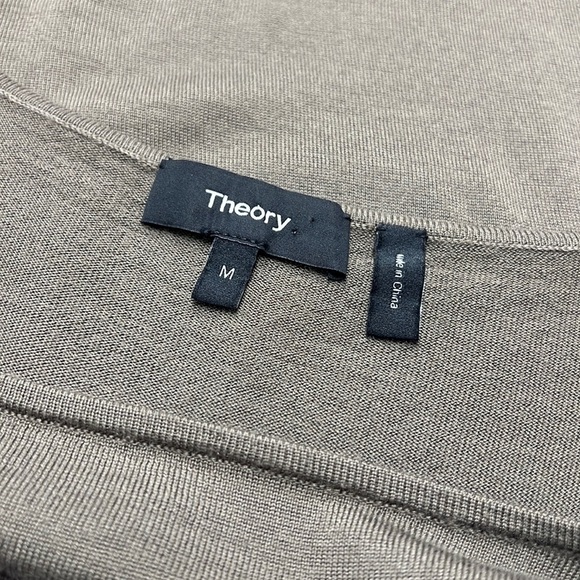 Theory Green Wide Neck Long Sleeve Merino Wool Sweater Size M - Picture 7 of 8